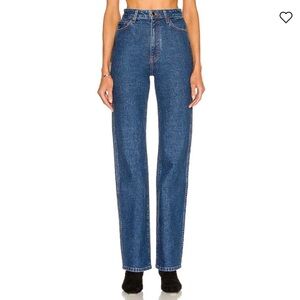 Khaite Danielle Stretch Straight Leg Denim Jeans in Montgomery Stretch Dark Wash